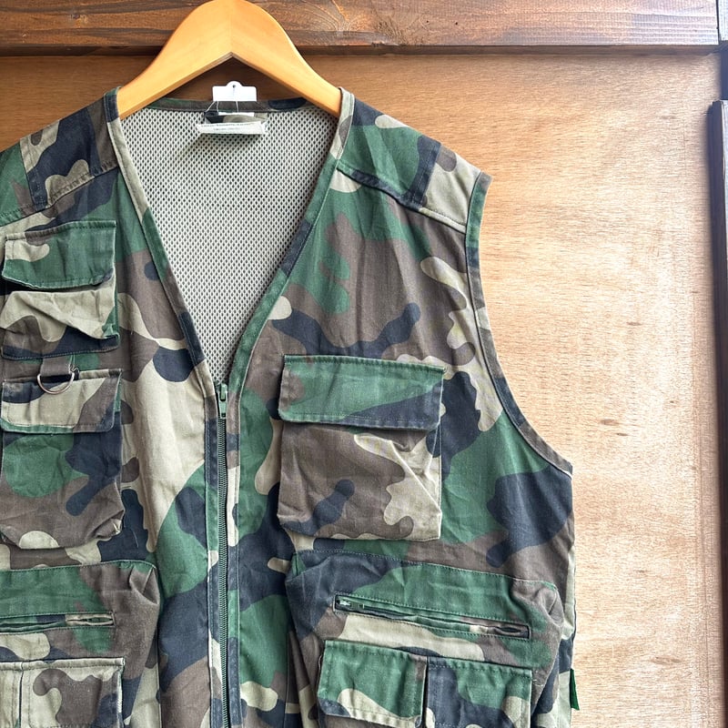 リアルマッコイズ　迷彩柄 XL ジップアップベスト 古着 VEST SURVIVAL M‐89 迷彩柄 ハートランドカモ サバイバルベスト