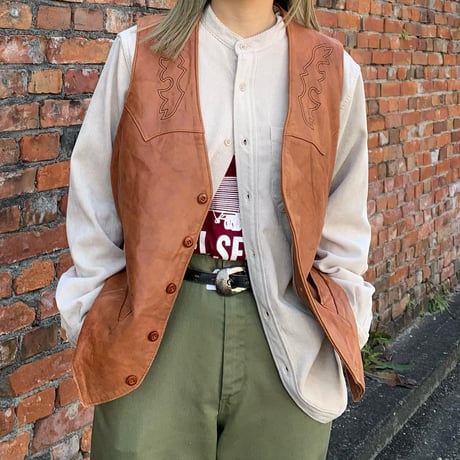 ウエスタンレザーベスト