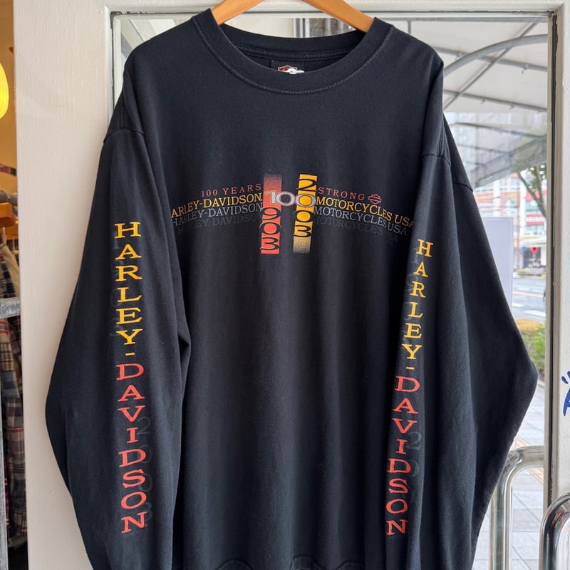 USA製HARLEY DAVIDSON 袖プリントロンT L〝100 YEARS〟 | CU