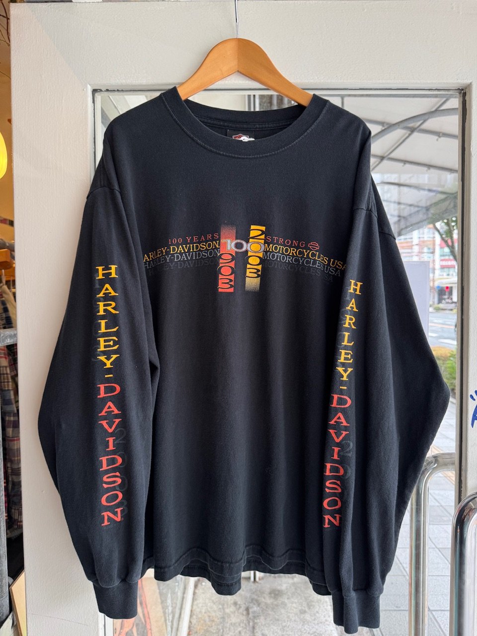 USA製HARLEY DAVIDSON 袖プリントロンT L〝100 YEARS〟 | CU