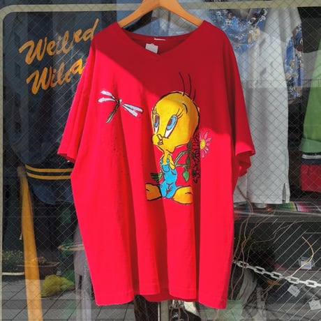 トゥイーティー VネックプリントTシャツ