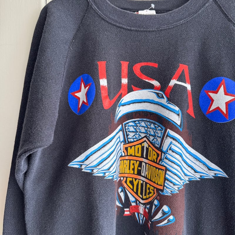 90s Harley Davidson ハーレー プリントスウェット USA製 古着 90年代 ハーレーダビッドソン Harley-Davidson 3D EMBLEM