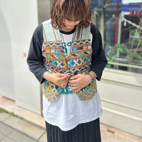 総柄 メキシカンベスト