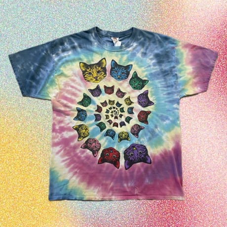 FRUIT OF THE LOOM カラフル猫Tシャツ