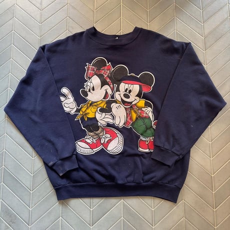 90s USA製 ミッキー&ミニープリントスウェット