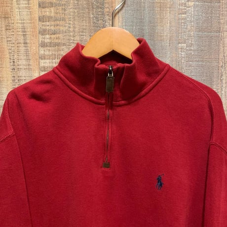 POLOハーフジップコットンニット