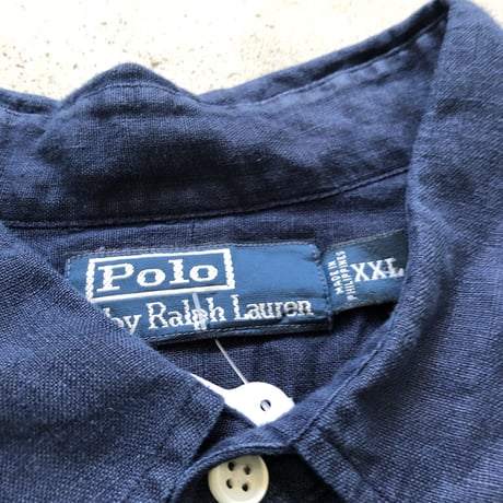 Ralph Laurenリネン長袖シャツ ネイビー XXL