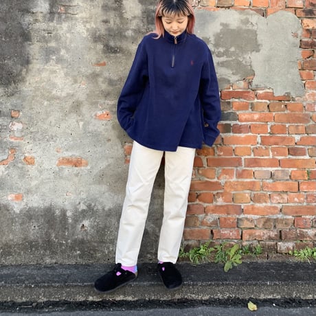 POLOハーフジップコットンニット