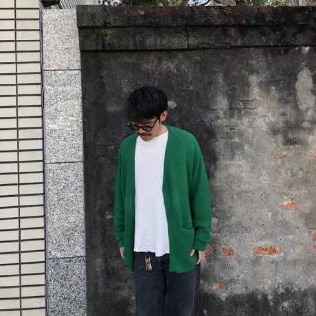 80'sポケット付きアクリルカーディガン  L