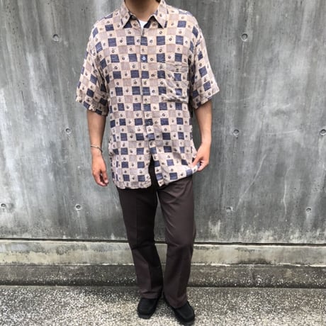 ピエールカルダン総柄レーヨンシャツ