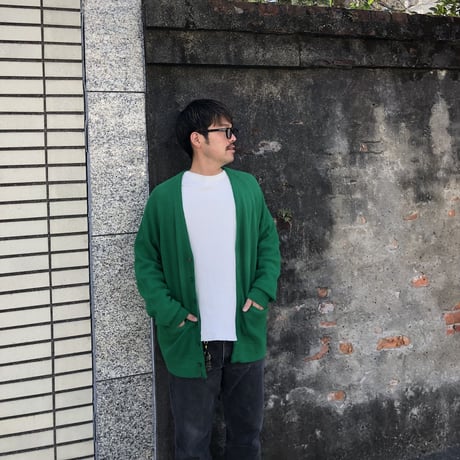 80'sポケット付きアクリルカーディガン  L