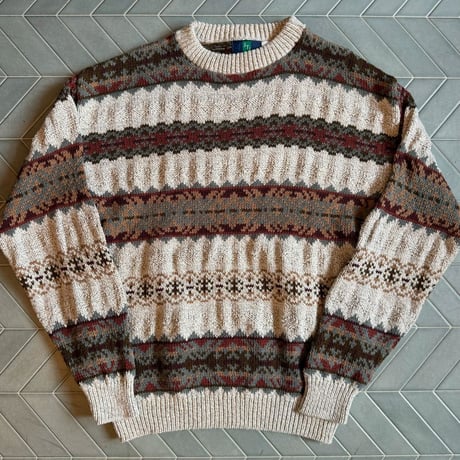 90s USA製 総柄コットンニット