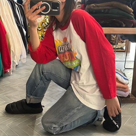 RED HOTラグラン七部袖Tシャツ