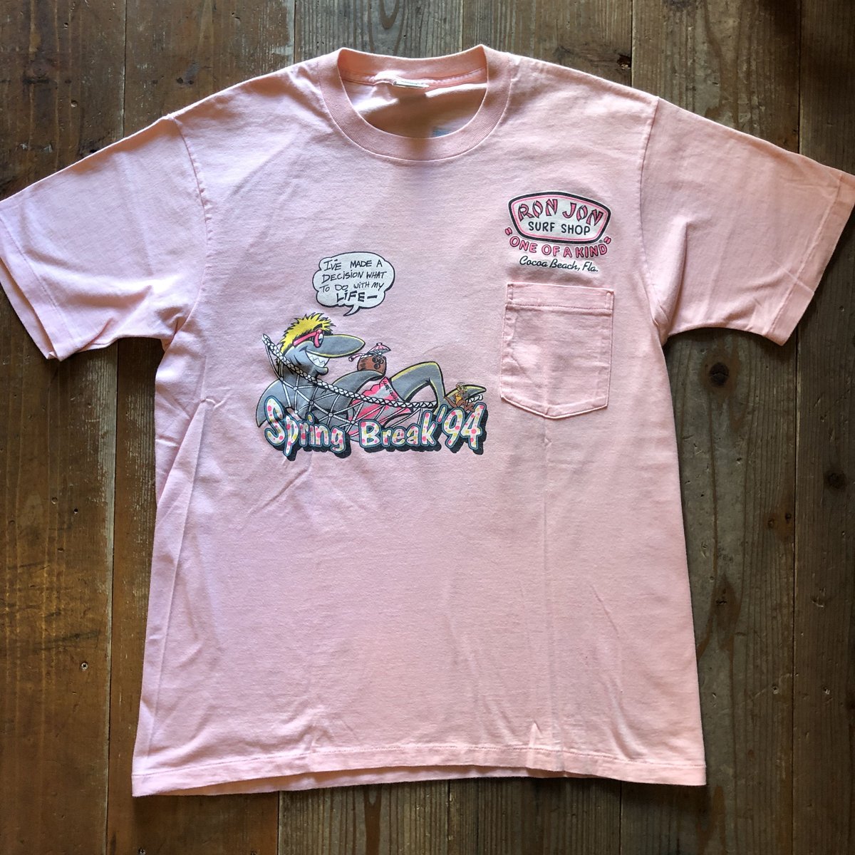 RON JON ロンジョン 90s RON JON Sleeve Print Sweat Shirt 灰 L相当 ロンジョン