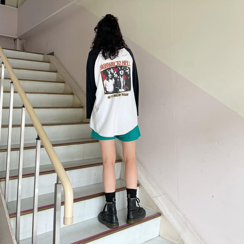 AC/DC ラグランtシャツSサイズ BEATJIVE ACDC ラグラン Tシャツ 7分袖 メンズ レディース ロンt