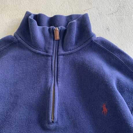 POLOハーフジップコットンニット