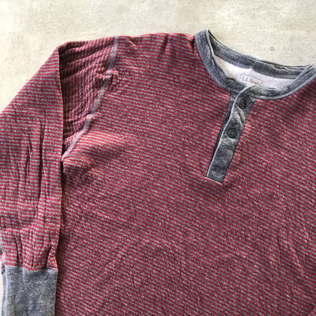 カナダ製L.L.Bean 2レイヤーヘンリーネックボーダー ロンT