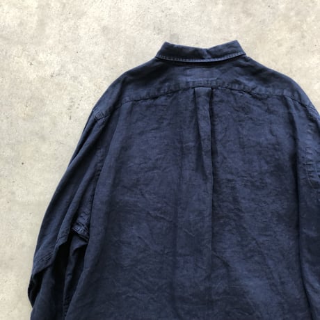 Ralph Laurenリネン長袖シャツ ネイビー XXL