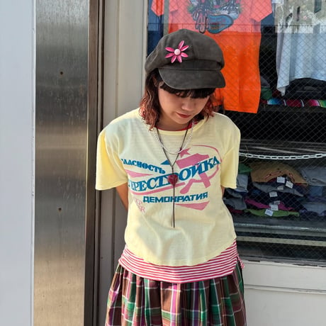 短丈プリントTシャツ