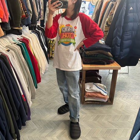 RED HOTラグラン七部袖Tシャツ