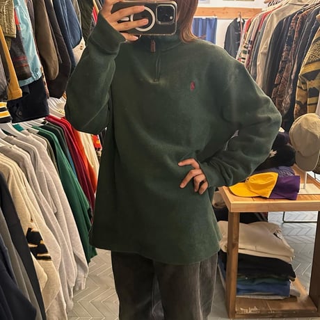 POLO コットンハーフジップニット