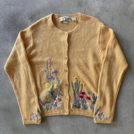 ORVIS お花刺繍ニットカーディガン