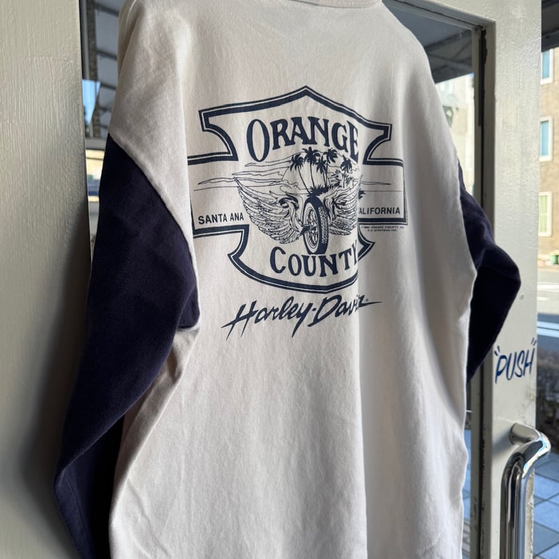 USA製 90's HARLEY DAVIDSON ヘンリーネックロンT L | CUSTOM