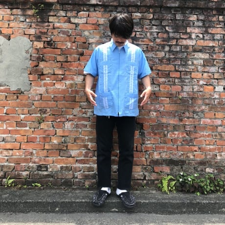 半袖キューバシャツ  水色