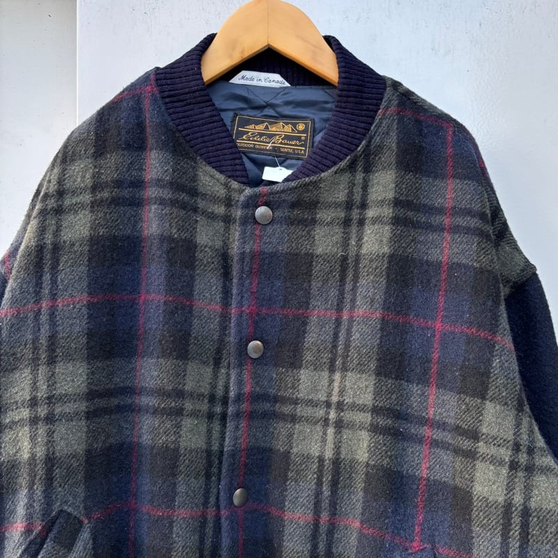 カナダ製 Eddie Bauer チェック柄ウールスタジャン | CUSTOM FEVER