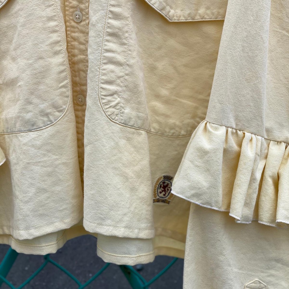 異素材変形リメイクフリルシャツ 個性的 めちゃくちゃ大きいサイズ 異素材変形リメイクフリルシャツ 個性的 めちゃくちゃ大きいサイズ