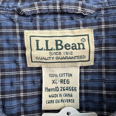 L.L.bean半袖シアサッカーチェックシャツ