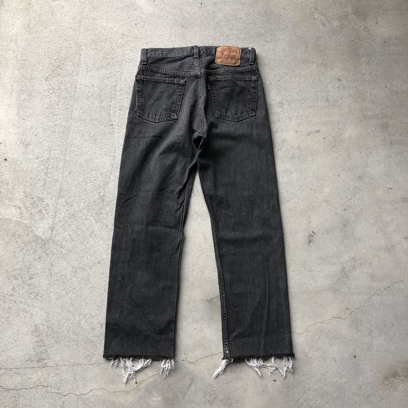 良品 90s USA製 Levi's 501 先染め ブラック 黒文字 W29ブラックデニム