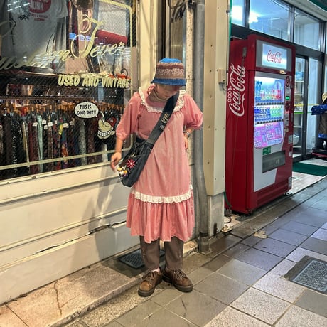 レース付きストライプワンピース