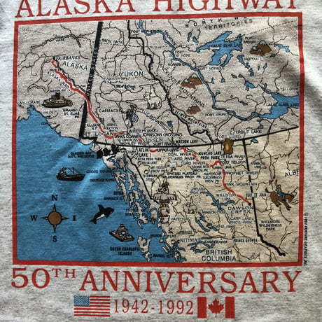 92年アラスカハイウェイマップTシャツ