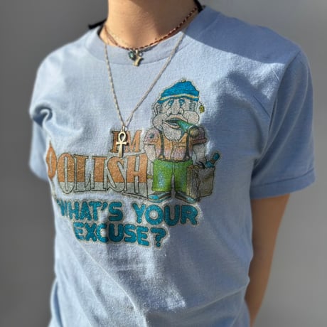 vintage ラメプリントTシャツ