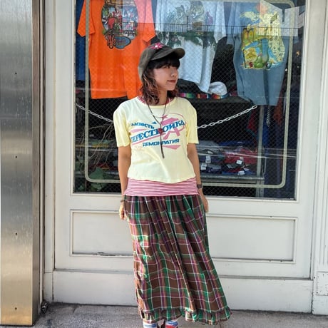 短丈プリントTシャツ