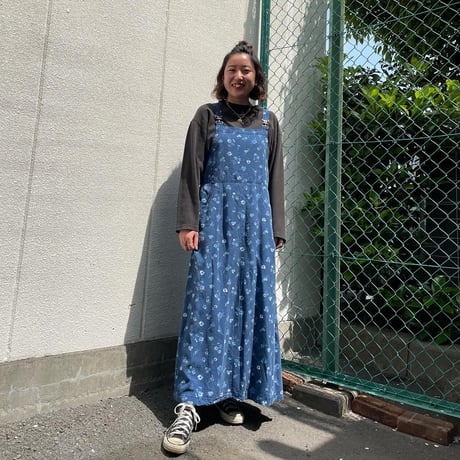 USA製小花柄リラックスサロペットワンピース
