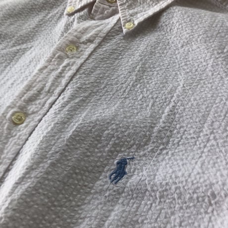 Ralph Lauren 半袖シアサッカーストライプシャツ