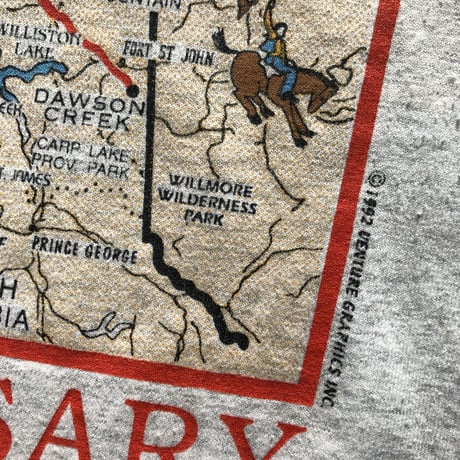 92年アラスカハイウェイマップTシャツ
