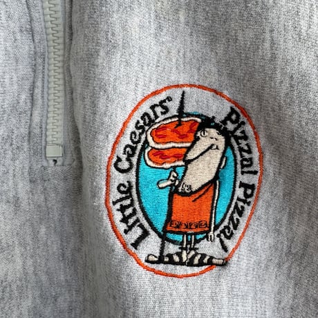 90's USA製 Little Caesars ハーフジップスウェット S