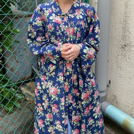 USA製花柄前開きスナップワンピース