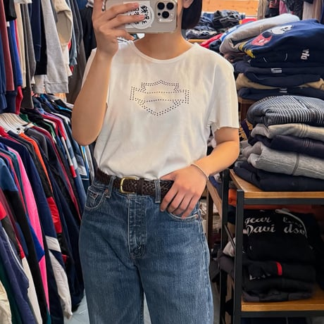 00s USA製 Harley-Davidson ストーン付きTシャツ