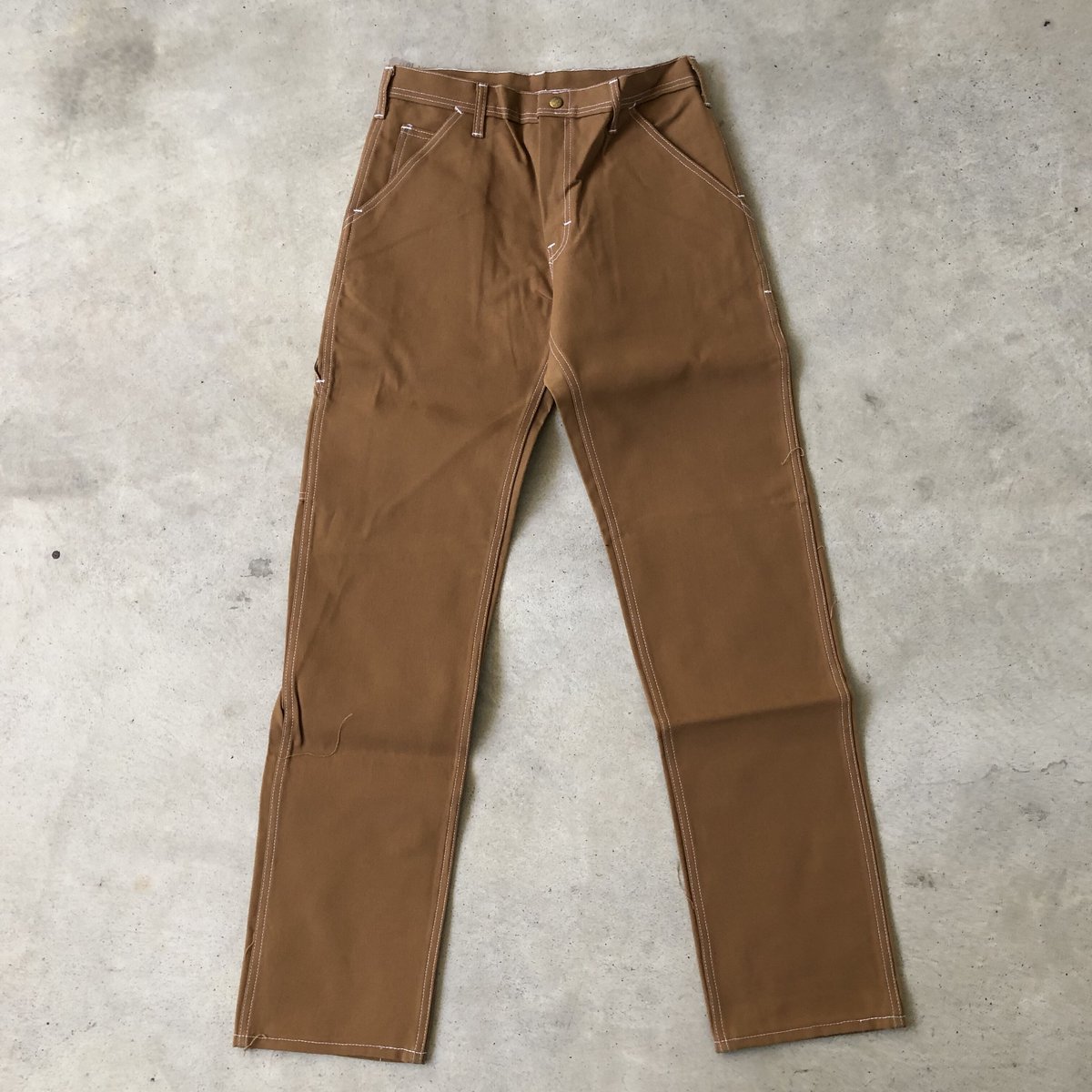 vintage usa製 ダック地 ヴィンテージ　ベイカーパンツ　ブラウン 未使用 80's USA製 CARTER'S ダック地ペインターパンツW31 L34