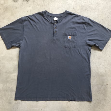 Carhartt ワンポイントポケ付きヘンリーT グレーXL,ダークネイビー3XL