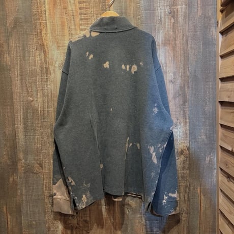 POLO ブリーチ加工 ハーフジップコットンニット