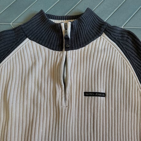 NAUTICA JEANS ラグランハーフジップニット