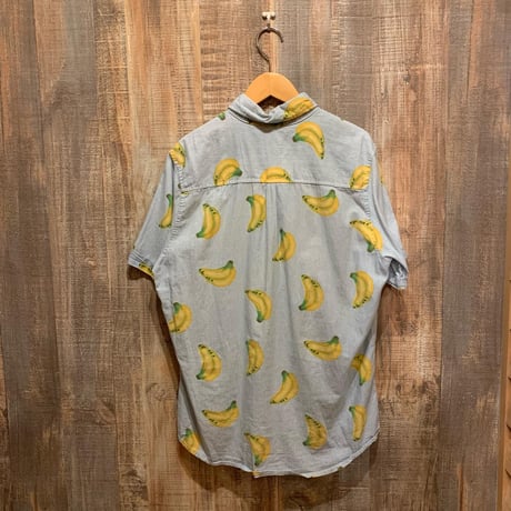 s/s バナナ総柄ストライプシャツ