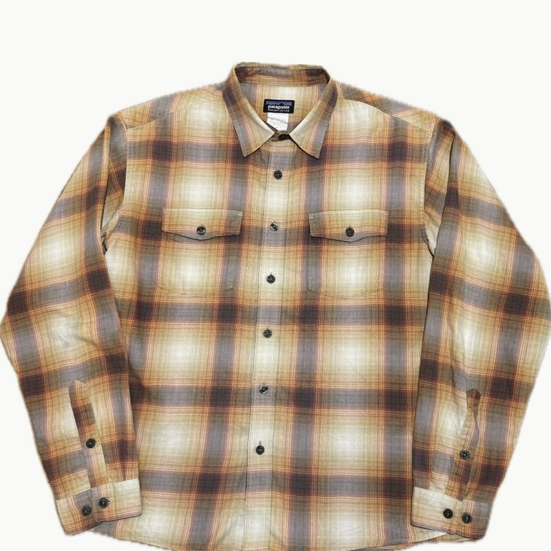 patagonia チェック柄シャツ ポルトガル製 99年 patagonia Organic Pima Cotton Shirt 青緑 S
