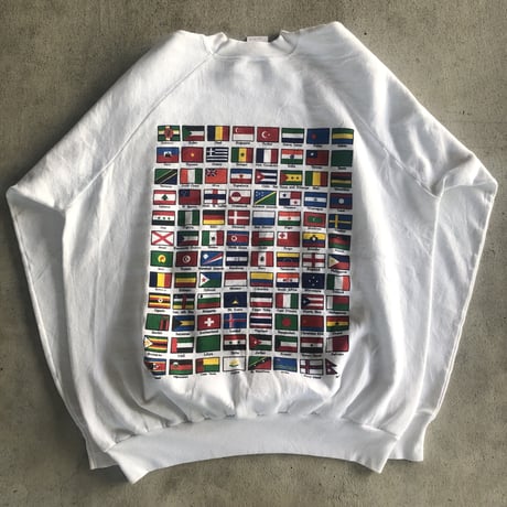 〜90's Peace On Earth 国旗プリントスウェット XXL