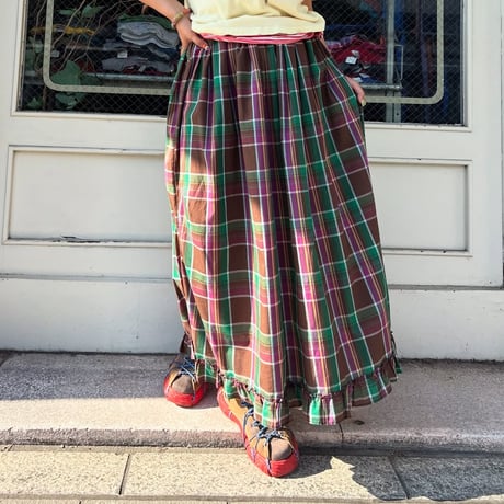 チェックロングスカート